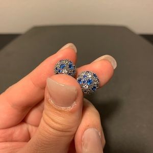 GENUINE Pandora Pavé Clips w/ Blue CZ
